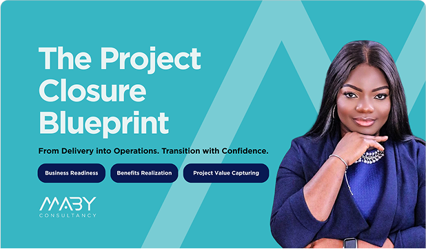 MABY Project Closure Blueprint with woman consultant