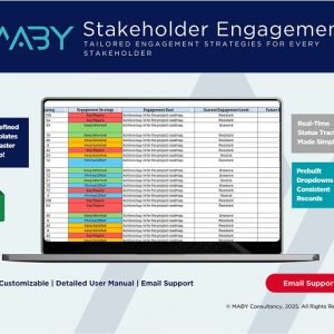 Laptop with a spreadsheet titled "Project RAID Log" and text beside it