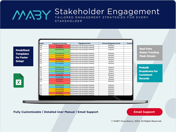 Laptop with a spreadsheet titled "Project RAID Log" and text beside it